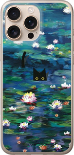 Силиконовый чехол Чехол с изображением водяных лилий Моне и кошек для Apple iPhone 16 Pro Max - 6399u-3706 изображение 