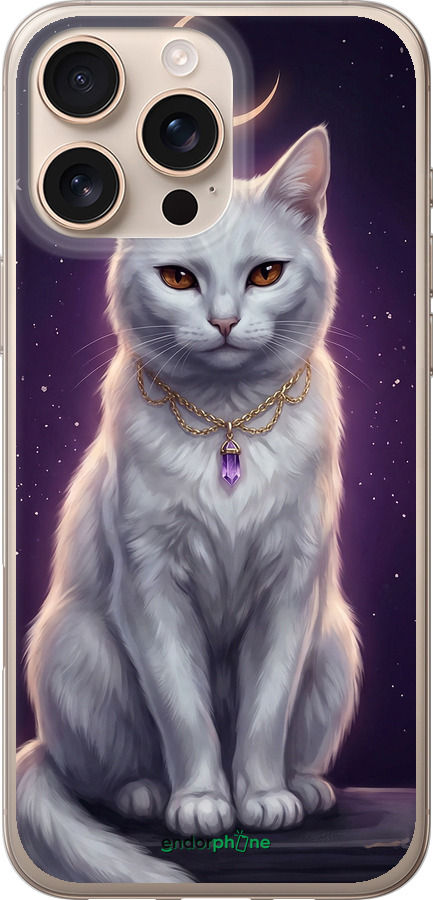 Силіконовий чехол Mystic White Cat Gothic Dark Purple Gold для Apple iPhone 16 Pro Max - 6805u-3706 изображение 