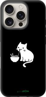 TPU чехол С милым котом на черном фоне для Apple iPhone 16 Pro - 6528b-3708 изображение 