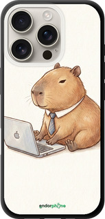 TPU чехол 'Funny Capybara CEO Working' для iPhone 16 Pro изображение 1