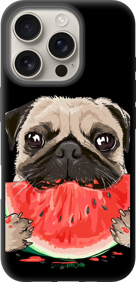 TPU чехол Мопс и арбуз для Apple iPhone 16 Pro - 4665b-3708 изображение 
