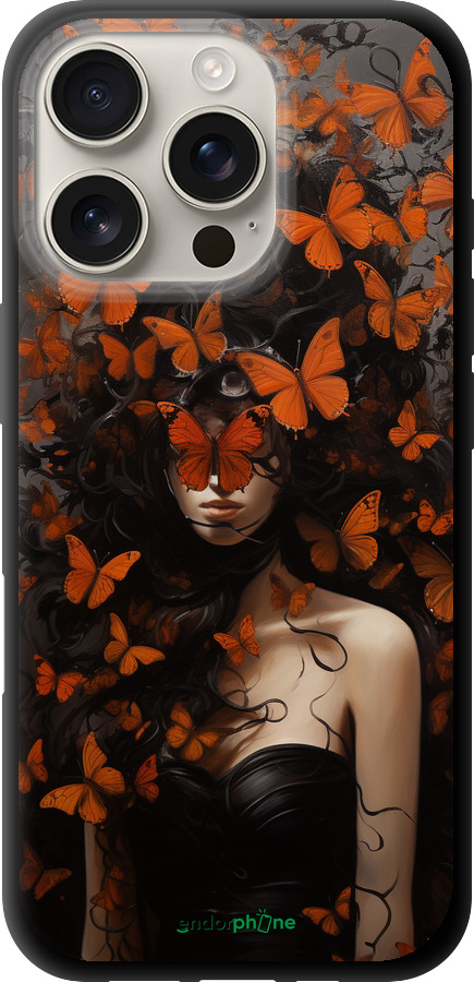 TPU чехол Девушка с оранжевыми бабочками для Apple iPhone 16 Pro - 5941b-3708 изображение 