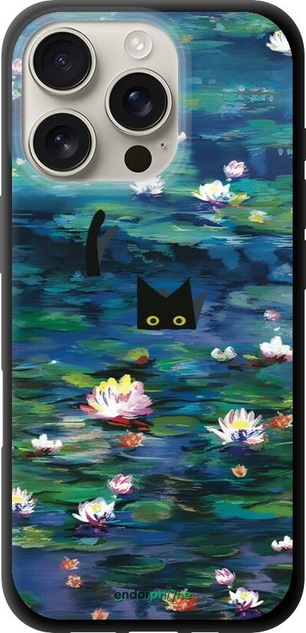 TPU чехол із зображенням водяних лілій та кішок для Apple iPhone 16 Pro - 6257b-3708 изображение 