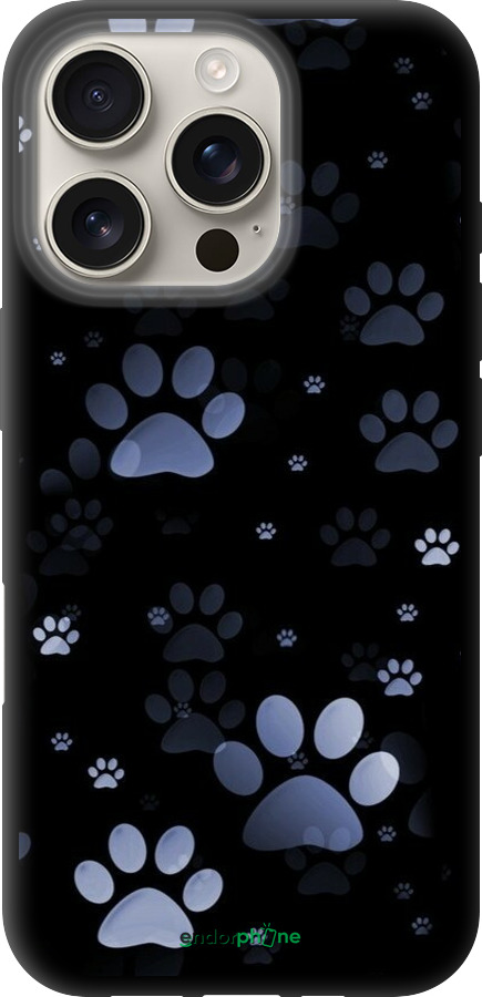 TPU чехол С синими отпечатками лап для Apple iPhone 16 Pro - 6441b-3708 изображение 