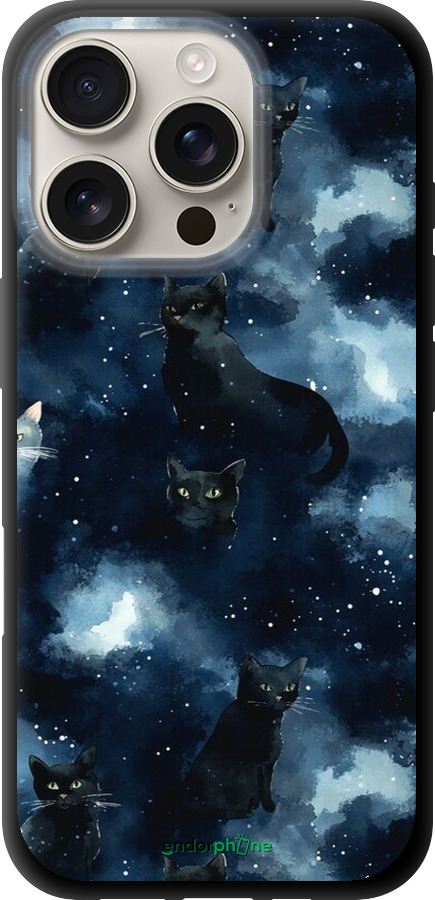 TPU чехол Изображение Кошек с тёмной акварелью для Apple iPhone 16 Pro - 6521b-3708 изображение 
