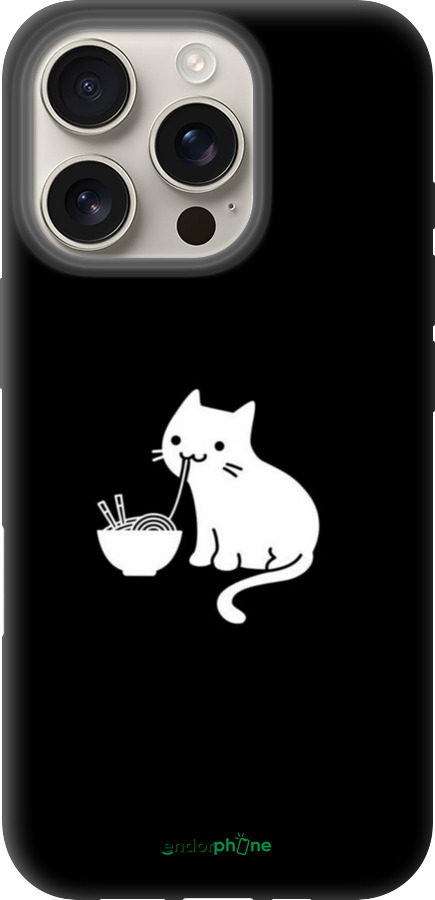 TPU чехол С милым котом на черном фоне для Apple iPhone 16 Pro - 6528b-3708 изображение 