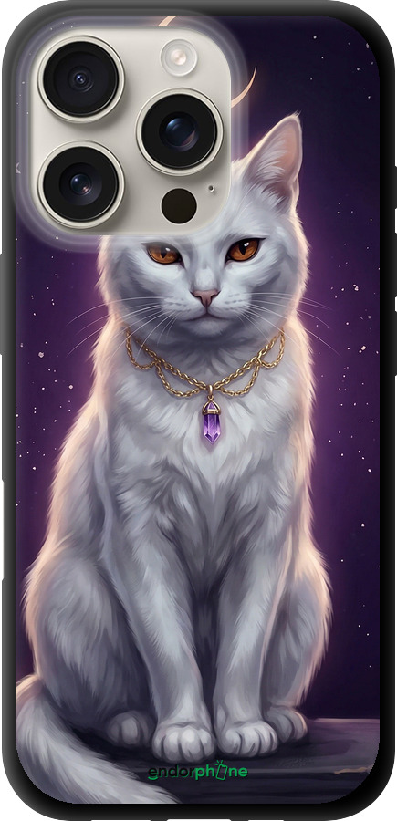 TPU чехол Mystic White Cat Gothic Dark Purple Gold для Apple iPhone 16 Pro - 6805b-3708 изображение 