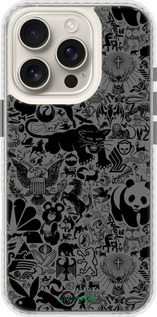 Чохол Bumper чехол Чорно-сірий стікер бомбінг для Apple iPhone 16 Pro - 2432pc-3708 изображение 