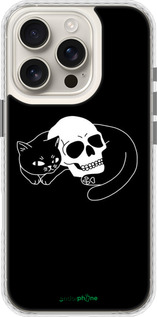 Чехол Bumper чехол С изображением кота и черепа для Apple iPhone 16 Pro - 6491pc-3708 изображение 