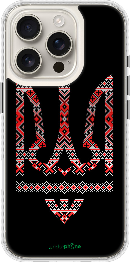 Чехол Bumper чехол Герб - вышиванка на черном фоне для Apple iPhone 16 Pro - 1196pc-3708 изображение 