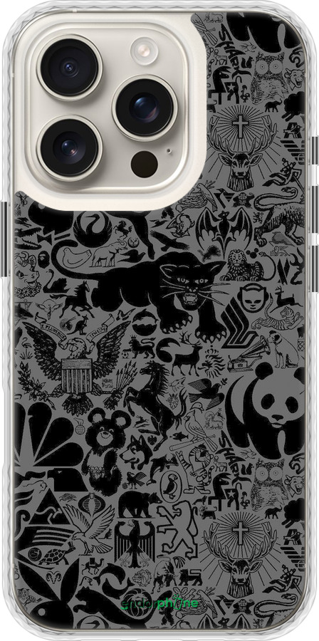 Чохол Bumper чехол Чорно-сірий стікер бомбінг для Apple iPhone 16 Pro - 2432pc-3708 изображение 
