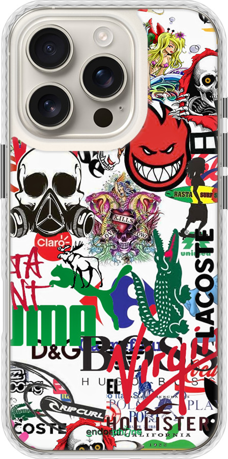 Чохол Bumper чехол Many different logos для Apple iPhone 16 Pro - 4022pc-3708 изображение 