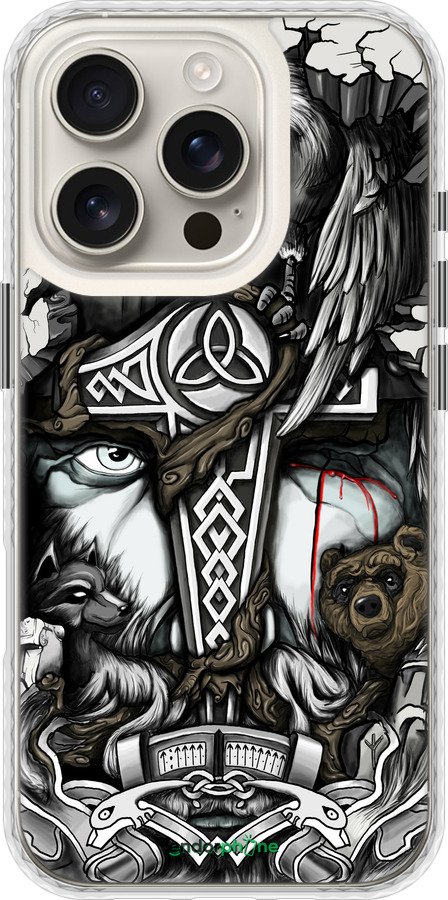 Чехол Bumper чехол Тату Викинг для Apple iPhone 16 Pro - 4098pc-3708 изображение 