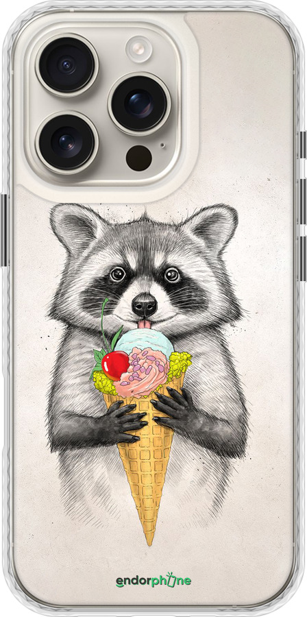 Чехол Bumper чехол Енотик с мороженым для Apple iPhone 16 Pro - 4602pc-3708 изображение 