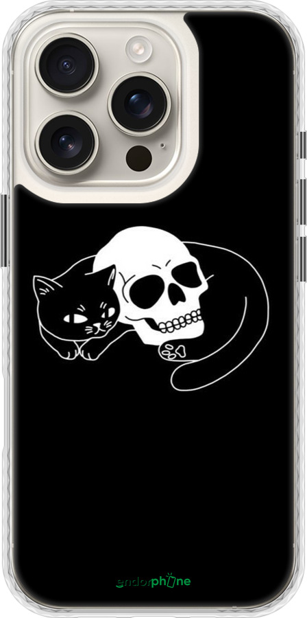 Чехол Bumper чехол С изображением кота и черепа для Apple iPhone 16 Pro - 6491pc-3708 изображение 