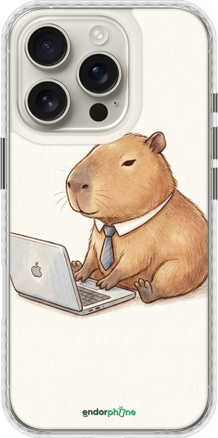 Чехол Bumper чехол Funny Capybara CEO Working для Apple iPhone 16 Pro - 6777pc-3708 изображение 