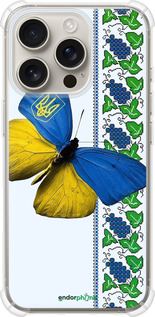 Силикон с усиленными углами чехол Желто-голубая бабочка для Apple iPhone 16 Pro - 1054sp-3708 изображение 