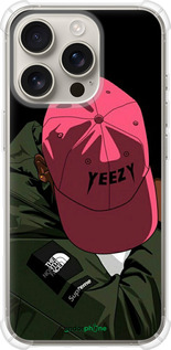 Силикон с усиленными углами чехол logo de yeezy для Apple iPhone 16 Pro - 3995sp-3708 изображение 