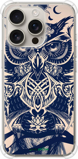 Силикон с усиленными углами чехол Узорчатая сова для Apple iPhone 16 Pro - 4000sp-3708 изображение 