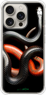 Силикон с усиленными углами чехол Красно-черная змея на черном фоне для Apple iPhone 16 Pro - 4063sp-3708 изображение 