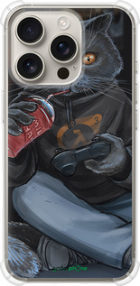 Силикон с усиленными углами чехол gamer cat для Apple iPhone 16 Pro - 4140sp-3708 изображение 