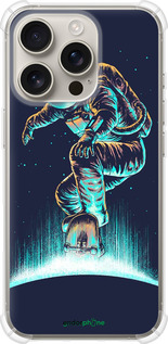 Силикон с усиленными углами чехол Космонавт на скейтборде для Apple iPhone 16 Pro - 4145sp-3708 изображение 