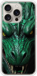 Силикон с усиленными углами чехол Зелёный дракон v2 для Apple iPhone 16 Pro - 5817sp-3708 изображение 