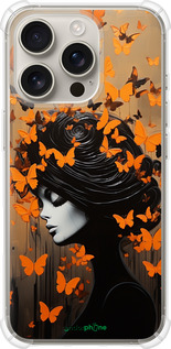 Силіконовий протиударний с посиленими кутами чехол Чохол для телефону Дівчина з помаранчевими метеликами для Apple iPhone 16 Pro - 5940sp-3708 изображение 