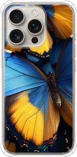 Силикон с усиленными углами чехол Желто-голубые бабочки для Apple iPhone 16 Pro - 6046sp-3708 изображение 