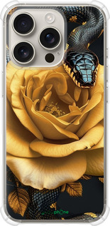 Силіконовий протиударний с посиленими кутами чехол Black snake and golden rose для Apple iPhone 16 Pro - 6068sp-3708 изображение 