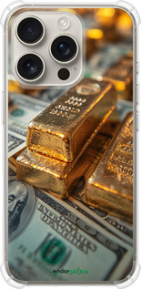 Силіконовий протиударний с посиленими кутами чехол Злитки та долари для Apple iPhone 16 Pro - 6105sp-3708 изображение 