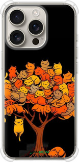 Силикон с усиленными углами чехол Дерево и котики для Apple iPhone 16 Pro - 6516sp-3708 изображение 
