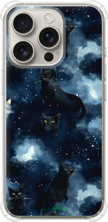 Силикон с усиленными углами чехол Изображение Кошек с тёмной акварелью для Apple iPhone 16 Pro - 6521sp-3708 изображение 