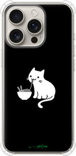 Силикон с усиленными углами чехол С милым котом на черном фоне для Apple iPhone 16 Pro - 6528sp-3708 изображение 