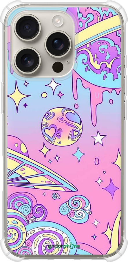 Силикон с усиленными углами чехол Розовая галактика для Apple iPhone 16 Pro - 4146sp-3708 изображение 