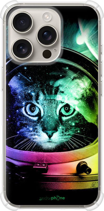 Силикон с усиленными углами чехол Кот-астронавт для Apple iPhone 16 Pro - 4154sp-3708 изображение 