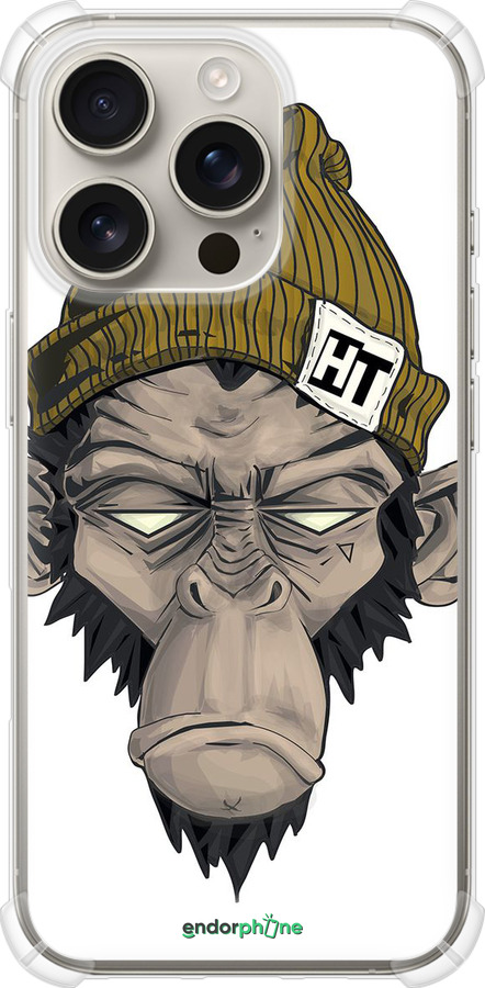 Силикон с усиленными углами чехол Обезьяна в шапке для Apple iPhone 16 Pro - 4183sp-3708 изображение 