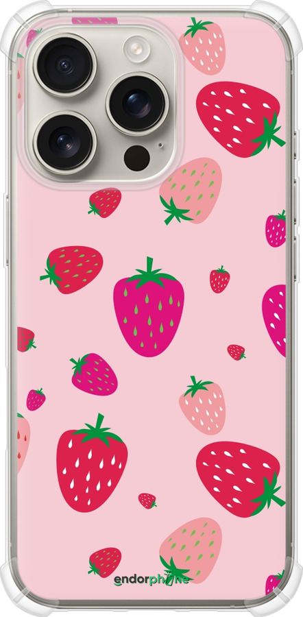 Силикон с усиленными углами чехол Клубнички для Apple iPhone 16 Pro - 4332sp-3708 изображение 