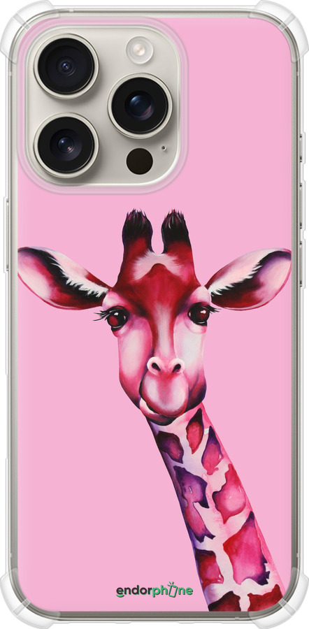 Силикон с усиленными углами чехол Розовая жирафа для Apple iPhone 16 Pro - 4441sp-3708 изображение 