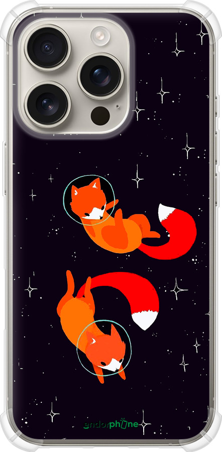 Силикон с усиленными углами чехол Лисички в космосе для Apple iPhone 16 Pro - 4519sp-3708 изображение 