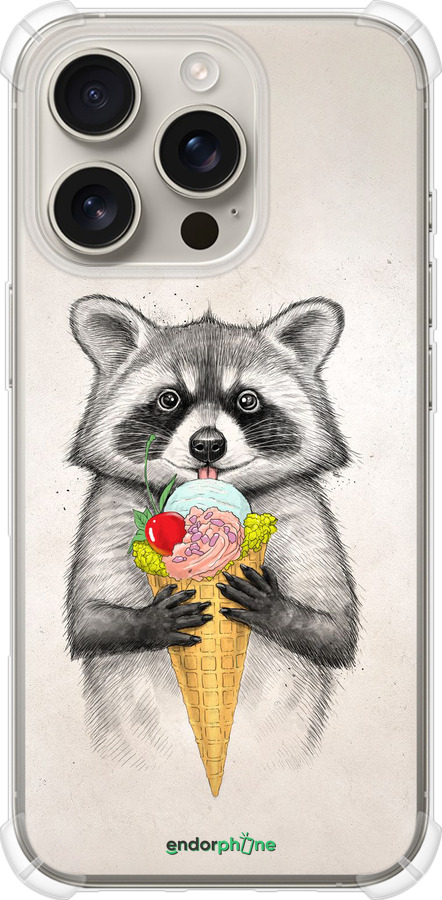 Силіконовий протиударний с посиленими кутами чехол Єнотик з морозивом для Apple iPhone 16 Pro - 4602sp-3708 изображение 