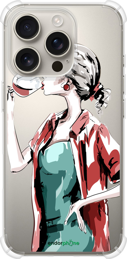 Силикон с усиленными углами чехол Девушка с бокалом для Apple iPhone 16 Pro - 4662sp-3708 изображение 