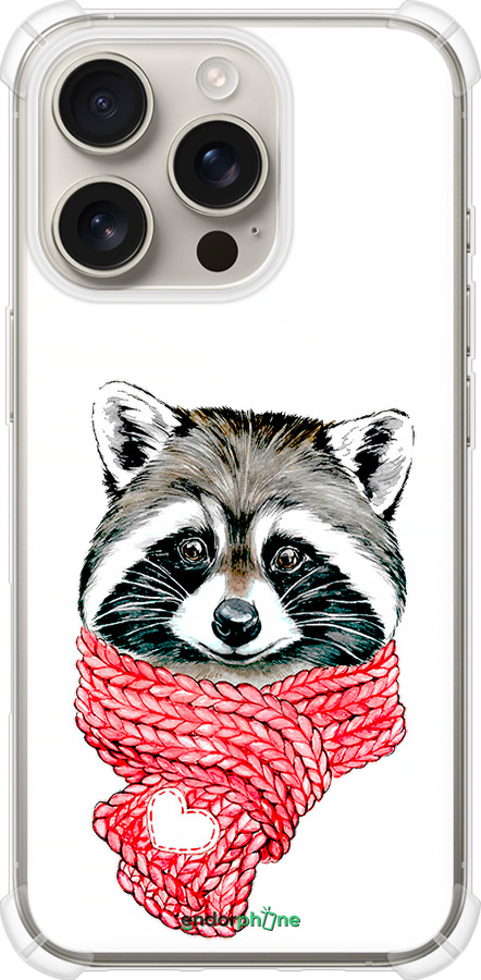 Силикон с усиленными углами чехол Енот в шарфе для Apple iPhone 16 Pro - 4688sp-3708 изображение 