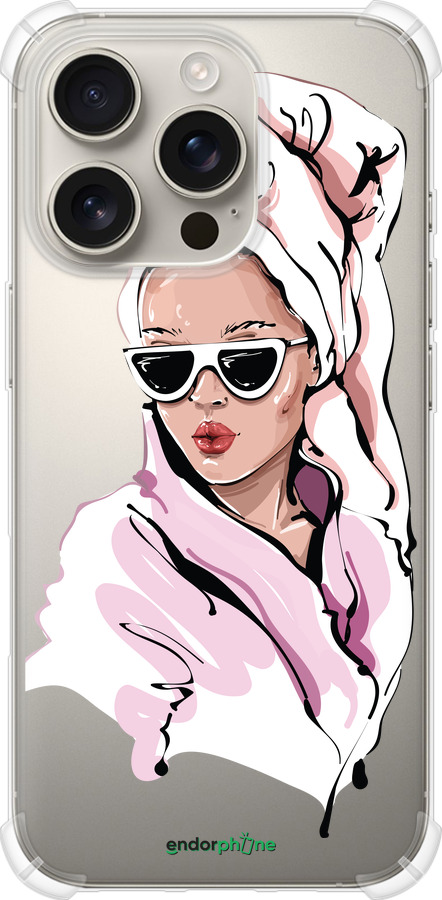 Силикон с усиленными углами чехол Девушка в очках 2 для Apple iPhone 16 Pro - 4714sp-3708 изображение 