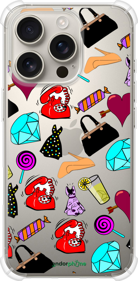 Силикон с усиленными углами чехол stickers для Apple iPhone 16 Pro - 4757sp-3708 изображение 