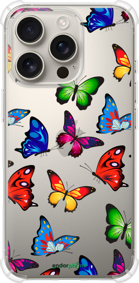 Силикон с усиленными углами чехол Красочные мотыльки для Apple iPhone 16 Pro - 4761sp-3708 изображение 