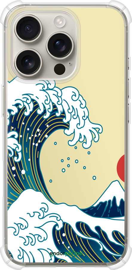 Силіконовий протиударний с посиленими кутами чехол Японські хвилі для Apple iPhone 16 Pro - 5533sp-3708 изображение 