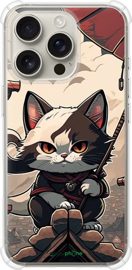 Силіконовий протиударний с посиленими кутами чехол Японія - кіт на даху для Apple iPhone 16 Pro - 5582sp-3708 изображение 