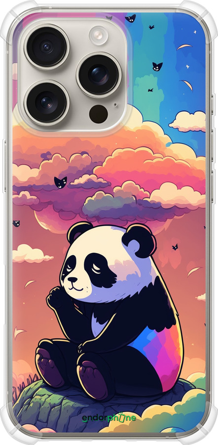Силикон с усиленными углами чехол Панда в облаках для Apple iPhone 16 Pro - 5585sp-3708 изображение 