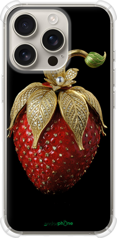 Силикон с усиленными углами чехол Клубника v3 для Apple iPhone 16 Pro - 5638sp-3708 изображение 